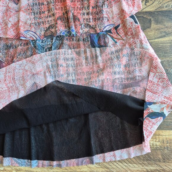 Desigual One Moment Abstract Mesh Layer Mini Dress Long Sleeve Multicolor - Picture 11 of 16